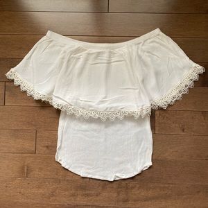 Le Château Off-Shoulder Lace Trim Blouse